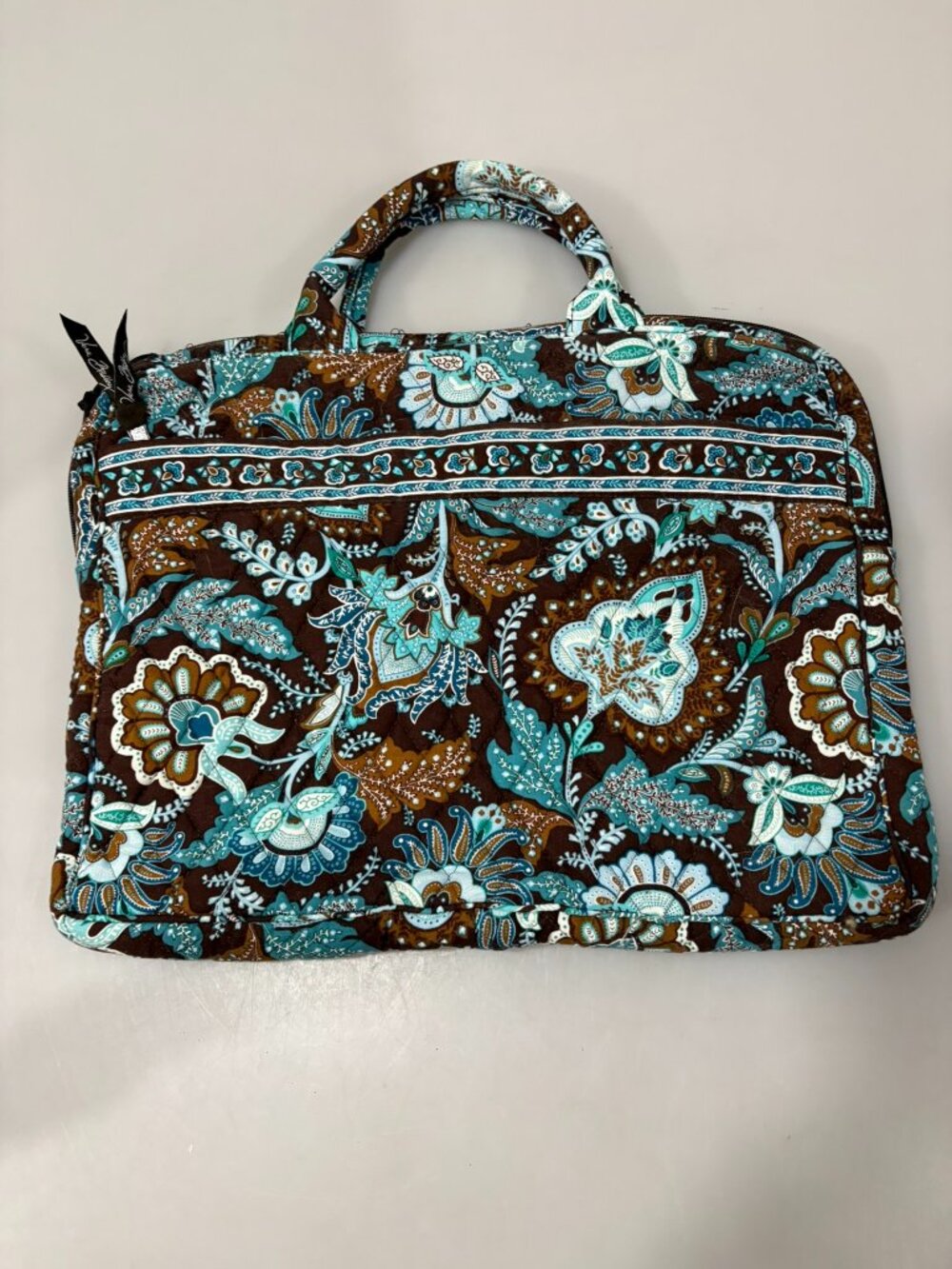 Vera Bradley Java Blue Paisley Quilted Cotton Laptop Tablet Bag Retired